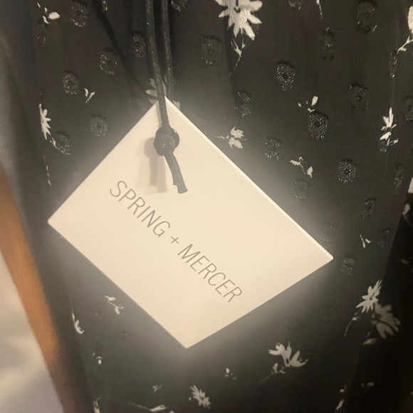 NWT $199 Spring + Mercer Chic Black Floral Midi or  Maxi Dress Open Tie Back SzL - Picture 11 of 13